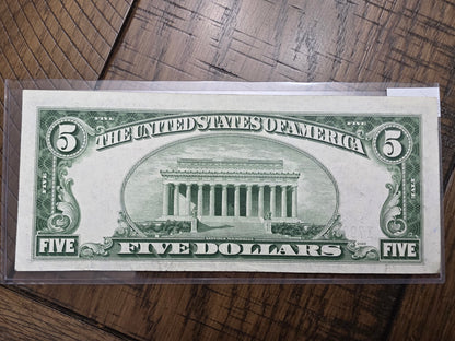 1928 F $5 Dollar Red Seal United States Note Uncirculated Condition