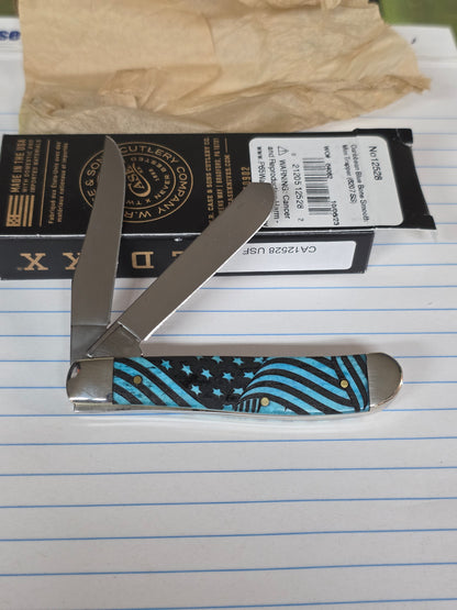 Case XX 6207 Caribbean Blue Bone Mini Trapper with US Flag Design 1 of 500 CA12528USF