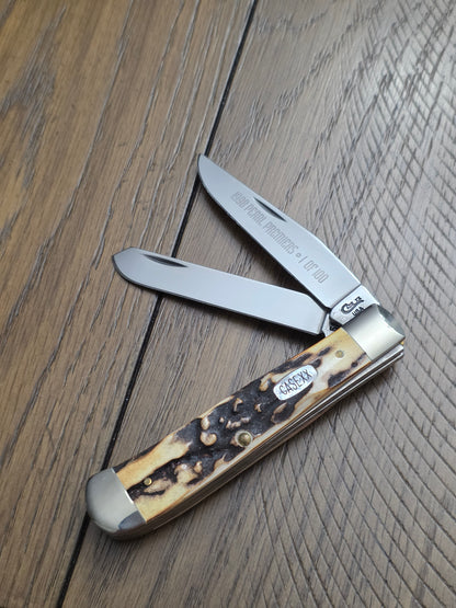 1998 Case XX Pearl Premier Stag Handle Trapper 1 of 100 Very Nice Stag!