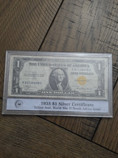 1935 $1 Silver Certificate Yellow Seal WWII North Africa Issue Great Condition