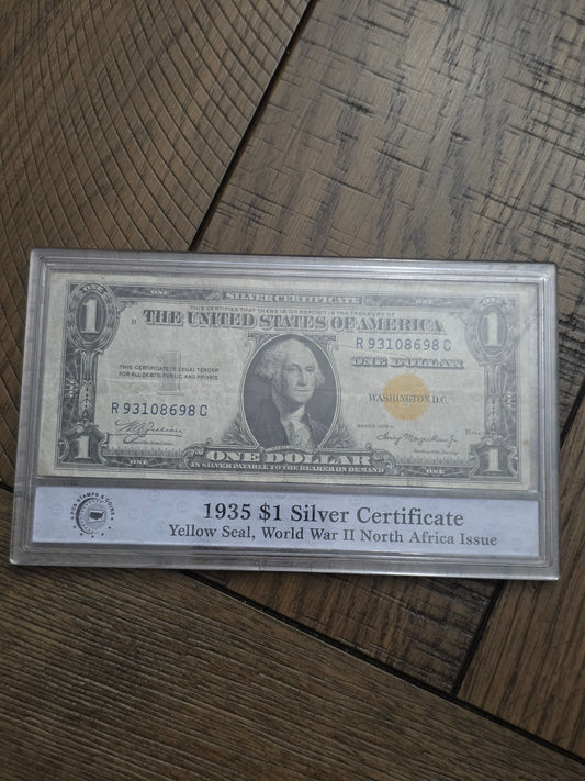 1935 $1 Silver Certificate Yellow Seal WWII North Africa Issue Great Condition