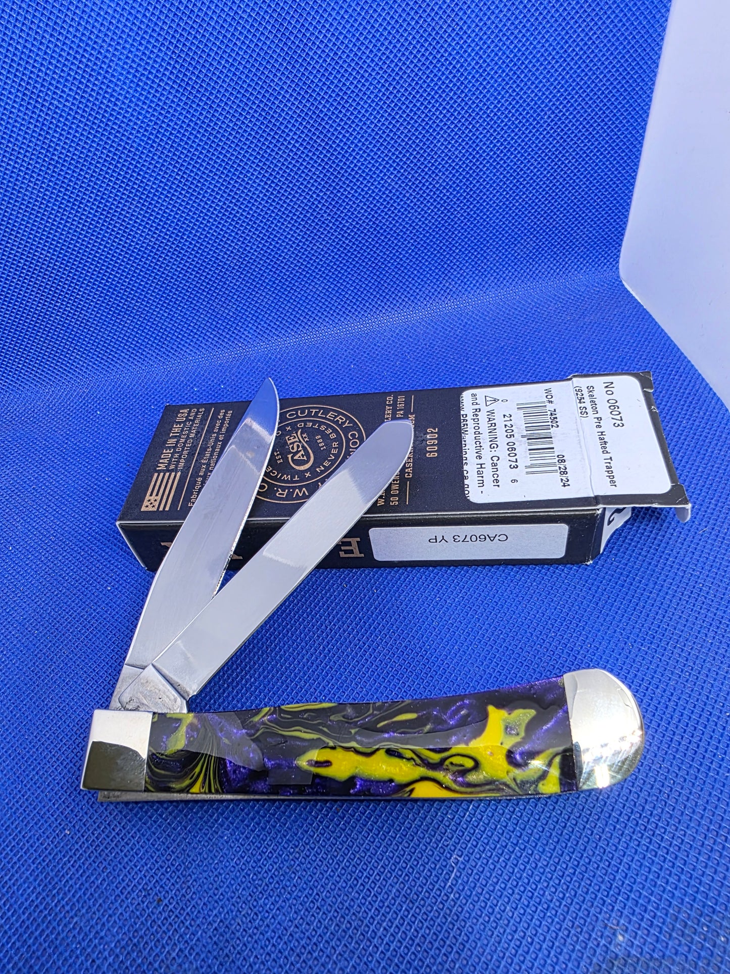 Case XX Corelon Trapper with Yellow Purple Handles  - 6073-YP
