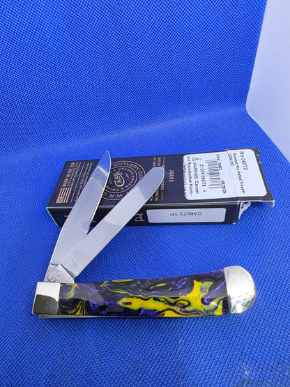 Case XX Corelon Trapper with Yellow Purple Handles  - 6073-YP