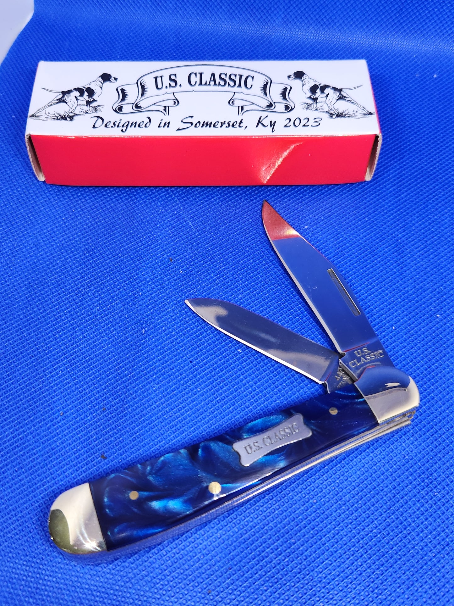 US Classic Copperhead Blue Pearl 2 Blade Slip Joint Pocket Knife 70002