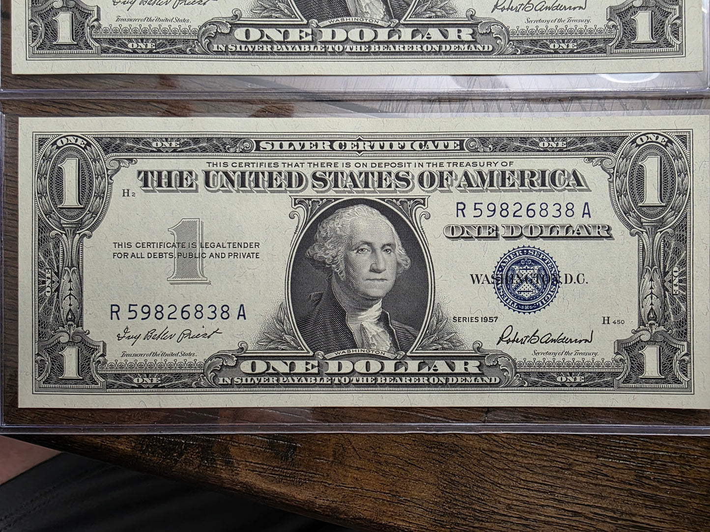4 Consecutive $1 Dollar Blue Seal Silver Certificate 1957 Uncirculated Condition