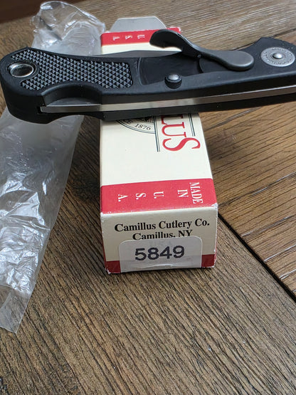 Camillus USA 5849 Lev-R-Lok NIB Black Grivory Handles