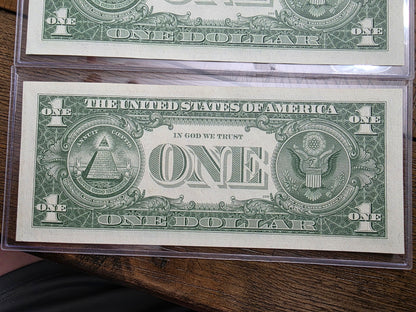 4 Consecutive $1 Dollar Blue Seal Silver Certificate 1957 Uncirculated Condition