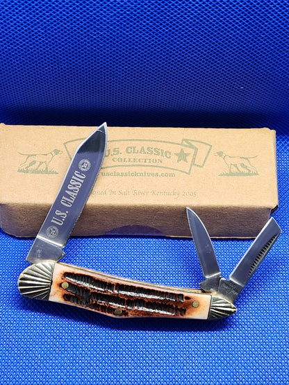 US Classic Brown Bone Stag Whittler with Embellished Bolster