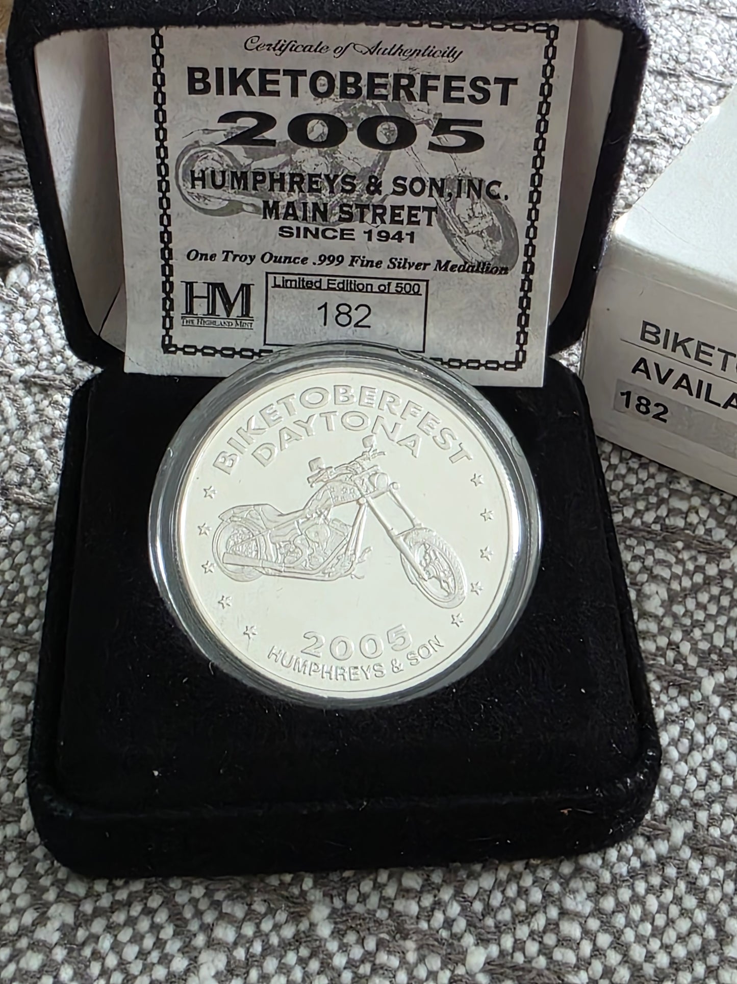 2005 Biketoberfest Humphreys & Son 1oz silver medallion 1 of 500