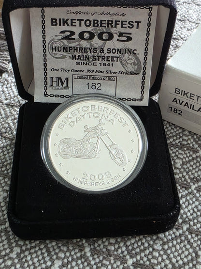 2005 Biketoberfest Humphreys & Son 1oz silver medallion 1 of 500