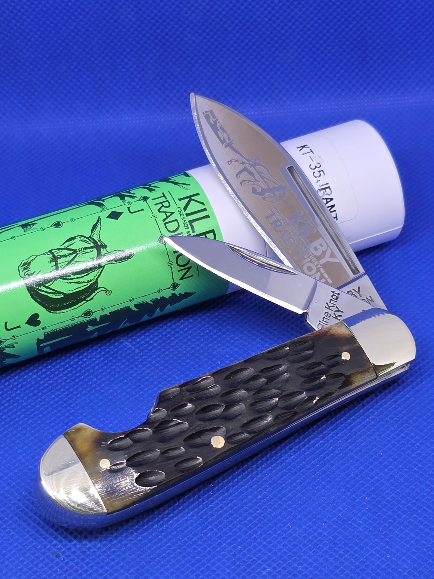 Kilby Tradition - Flop Eared Jack - Green Bone jigged Handle- KTjgbant35