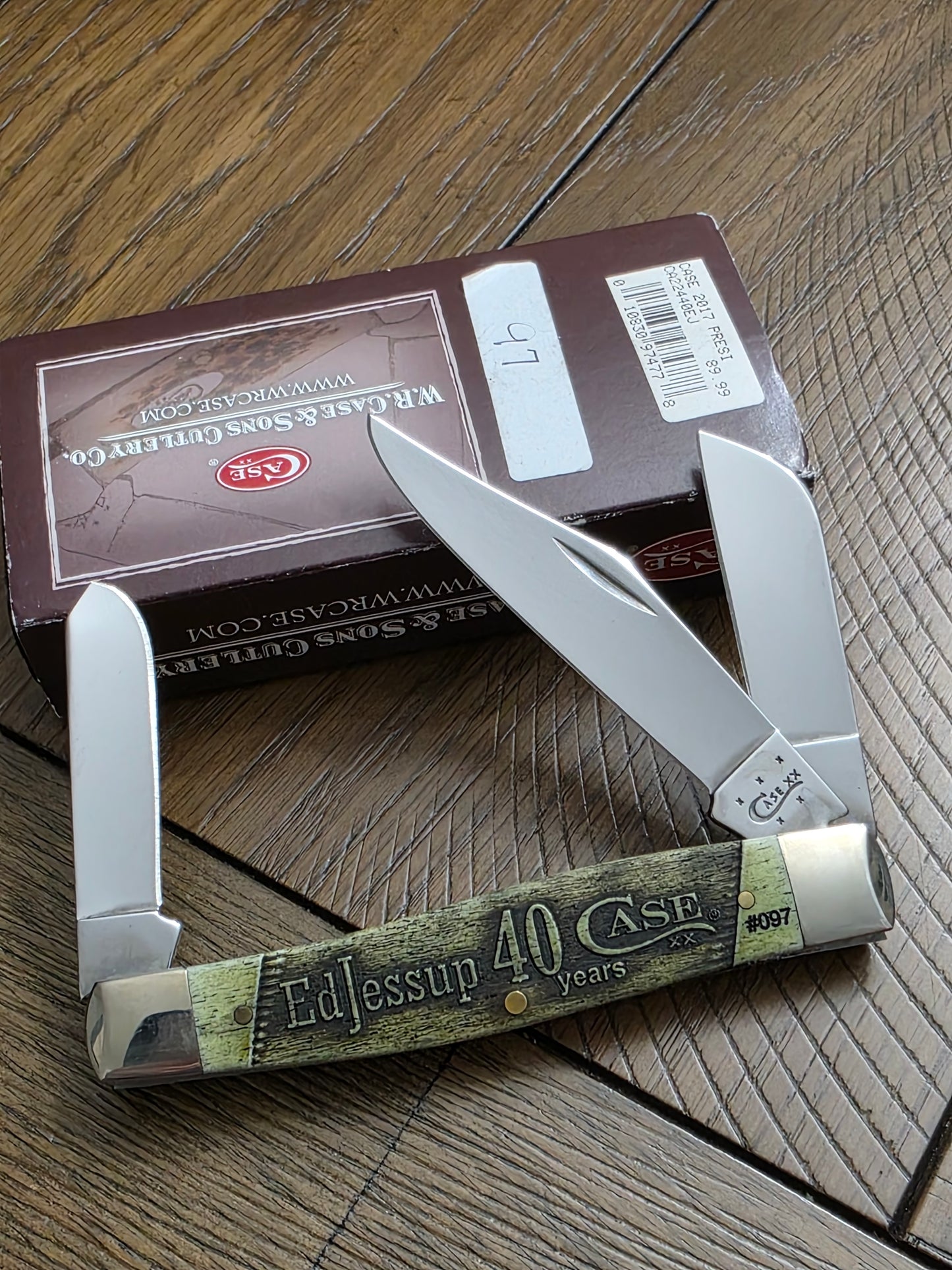 2017 Case XX President Knife 6375 Large Stockman Carved Green Bone sn#097