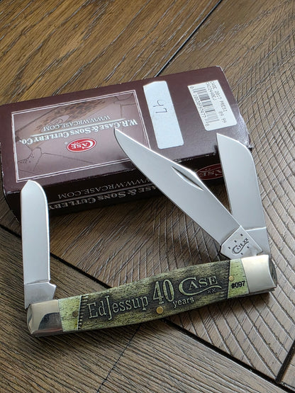 2017 Case XX President Knife 6375 Large Stockman Carved Green Bone sn#097