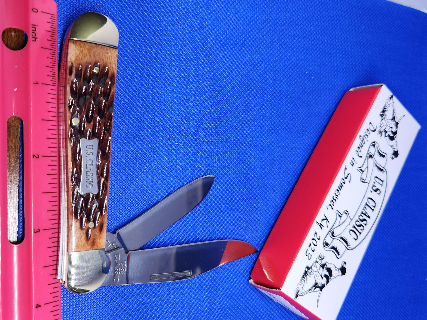 US Classic Copperhead Brown Jig Bone 2 Blade Slip Joint Pocket Knife 70BRN