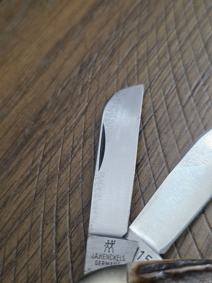 J.A. Henckels German Stockman 1815 Stag Handle 3 Blade Badge Shield