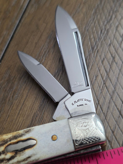 2005 Case XX C. PLATTS Stag Gunstock 2 Blade Case Family Brand No Box