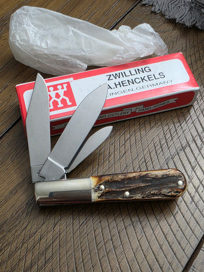 J.A. Henckels Stag Handle 3 Blade Barlow in the original packaging HK26-B Solingen