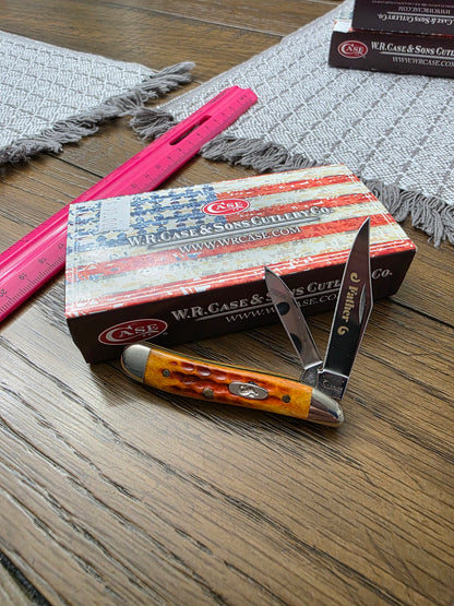 2011 Case XX 6220 Pocket Worn Harvest Orange Bone "Father" Knife