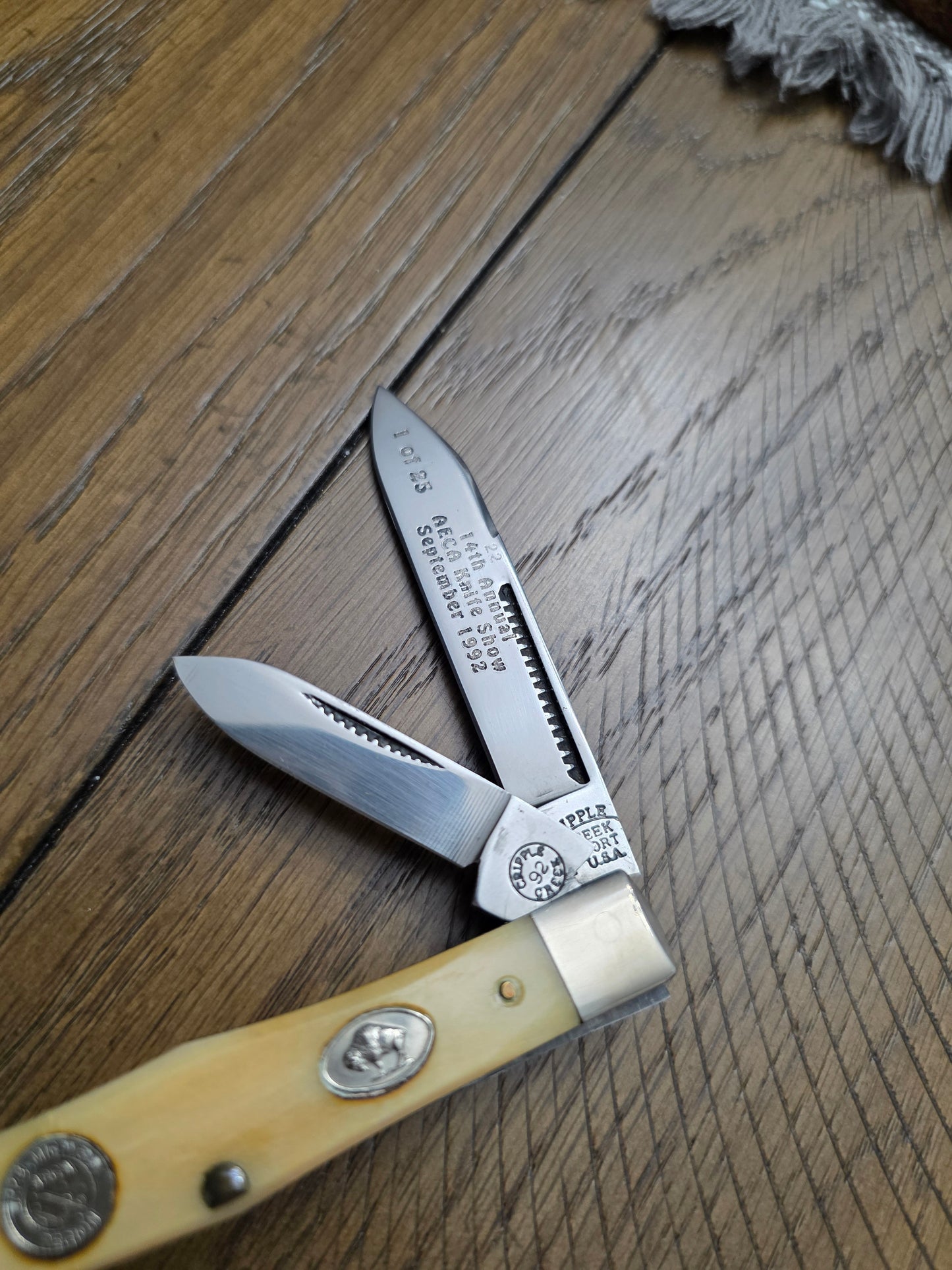 Cripple Creek Swell Center Jack Bone Handle 1 of 25 AECA Knife 1992