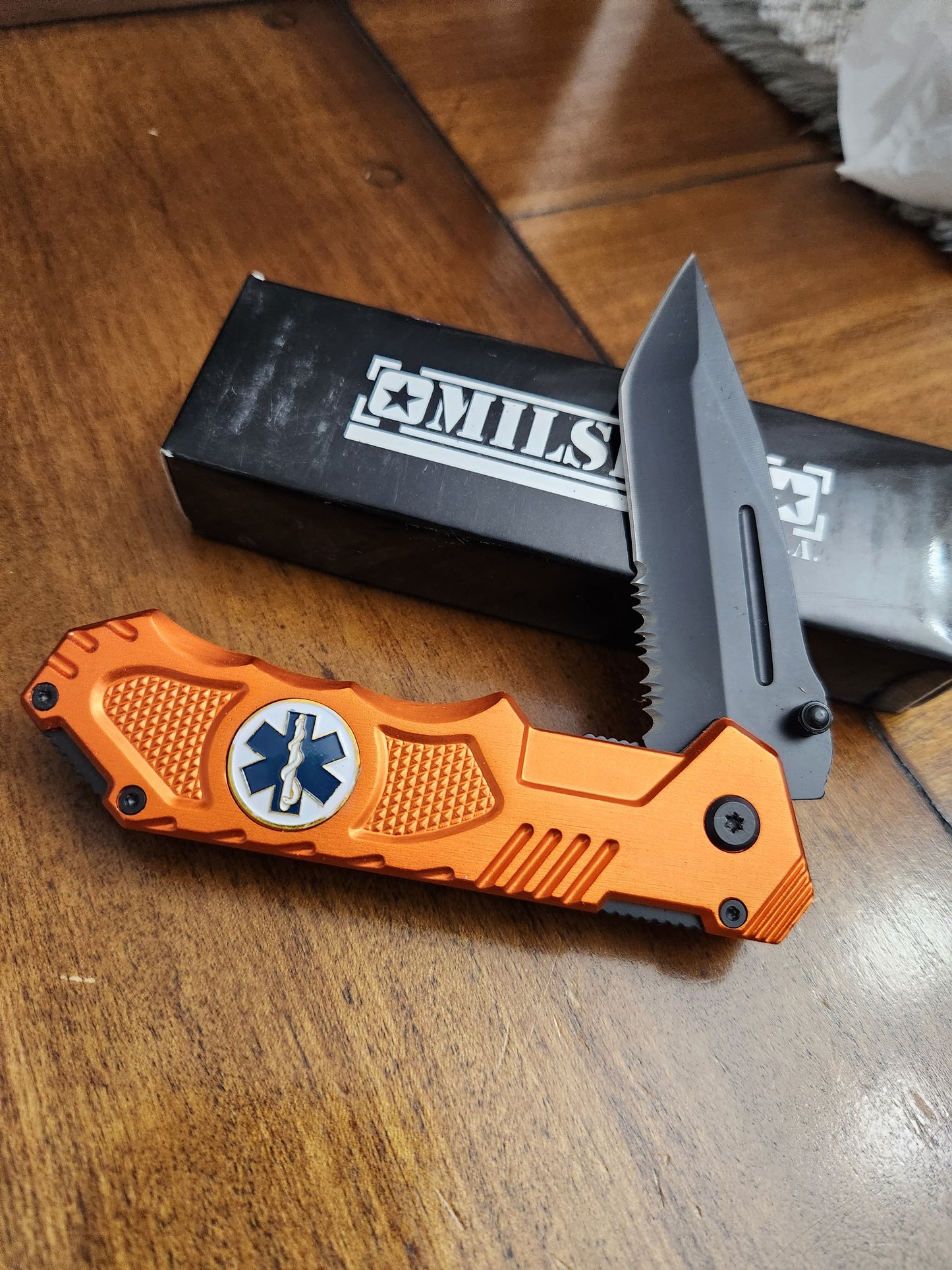 Milspec USA Orange EMS Pocket Knife YC-S-8310-OR