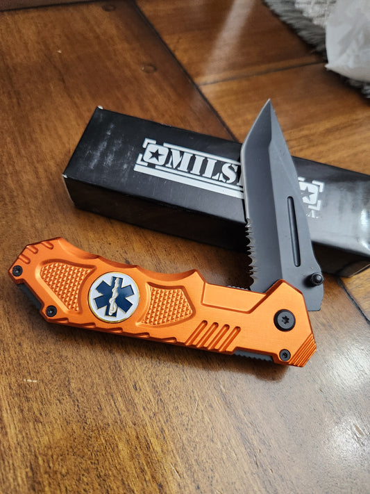 Milspec USA Orange EMS Pocket Knife YC-S-8310-OR