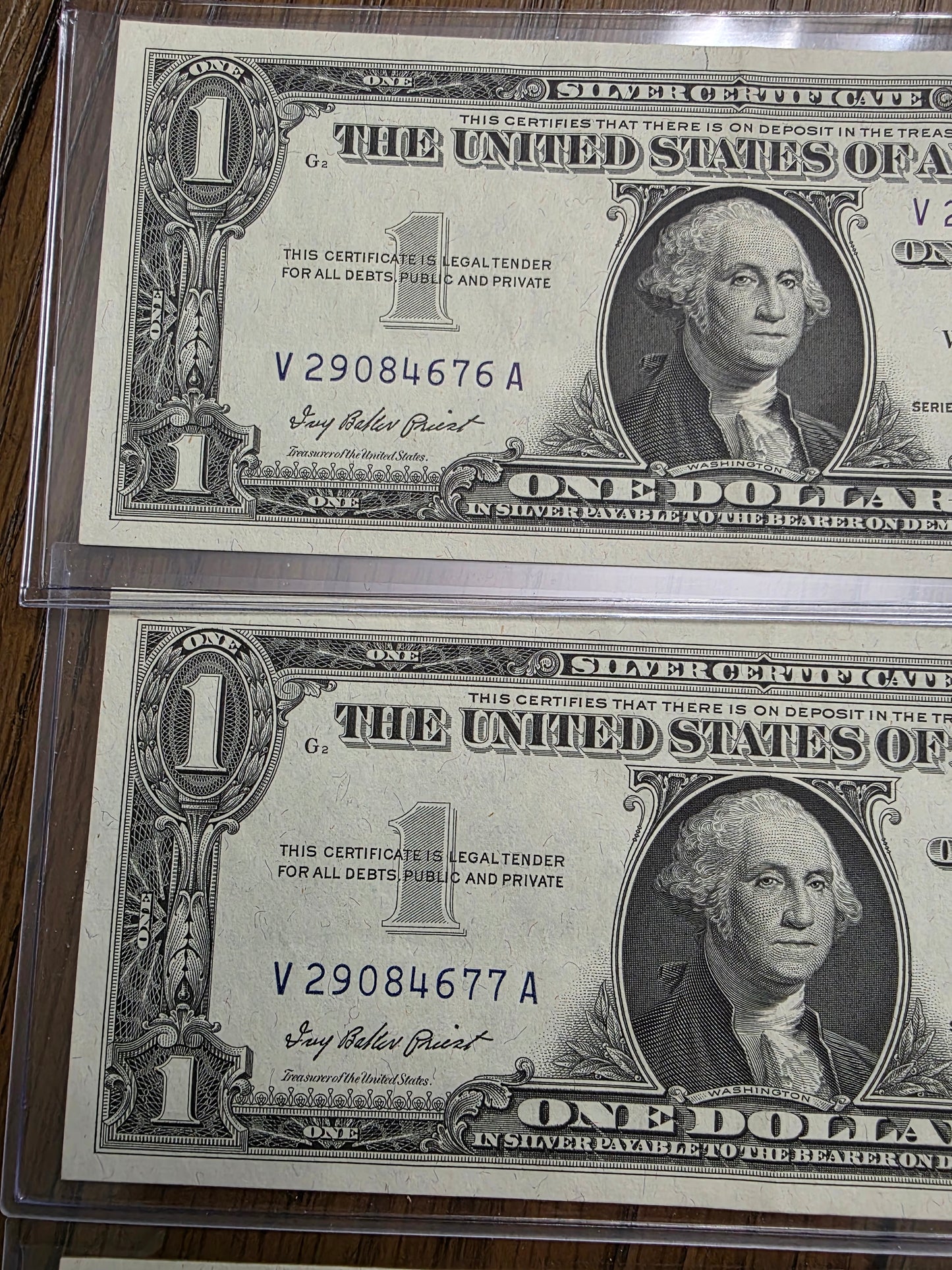 4 Consecutive $1 Dollar Blue Seal Silver Certificate 1957 Uncirculated Condition