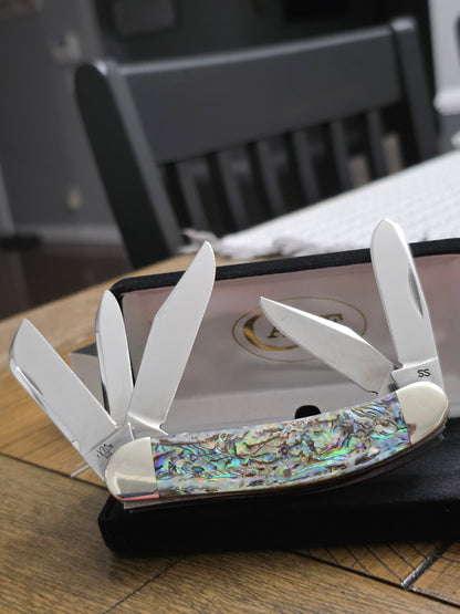 2003 Case XX Abalone 5 Blade Sowbelly with Felt Box TB8339