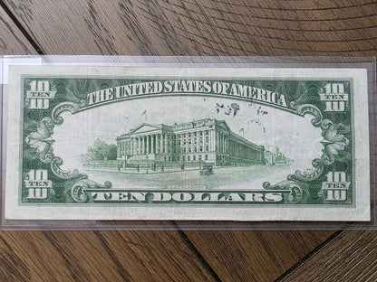 1934A Series $10 Silver Certificate Yellow Seal Fine Condition