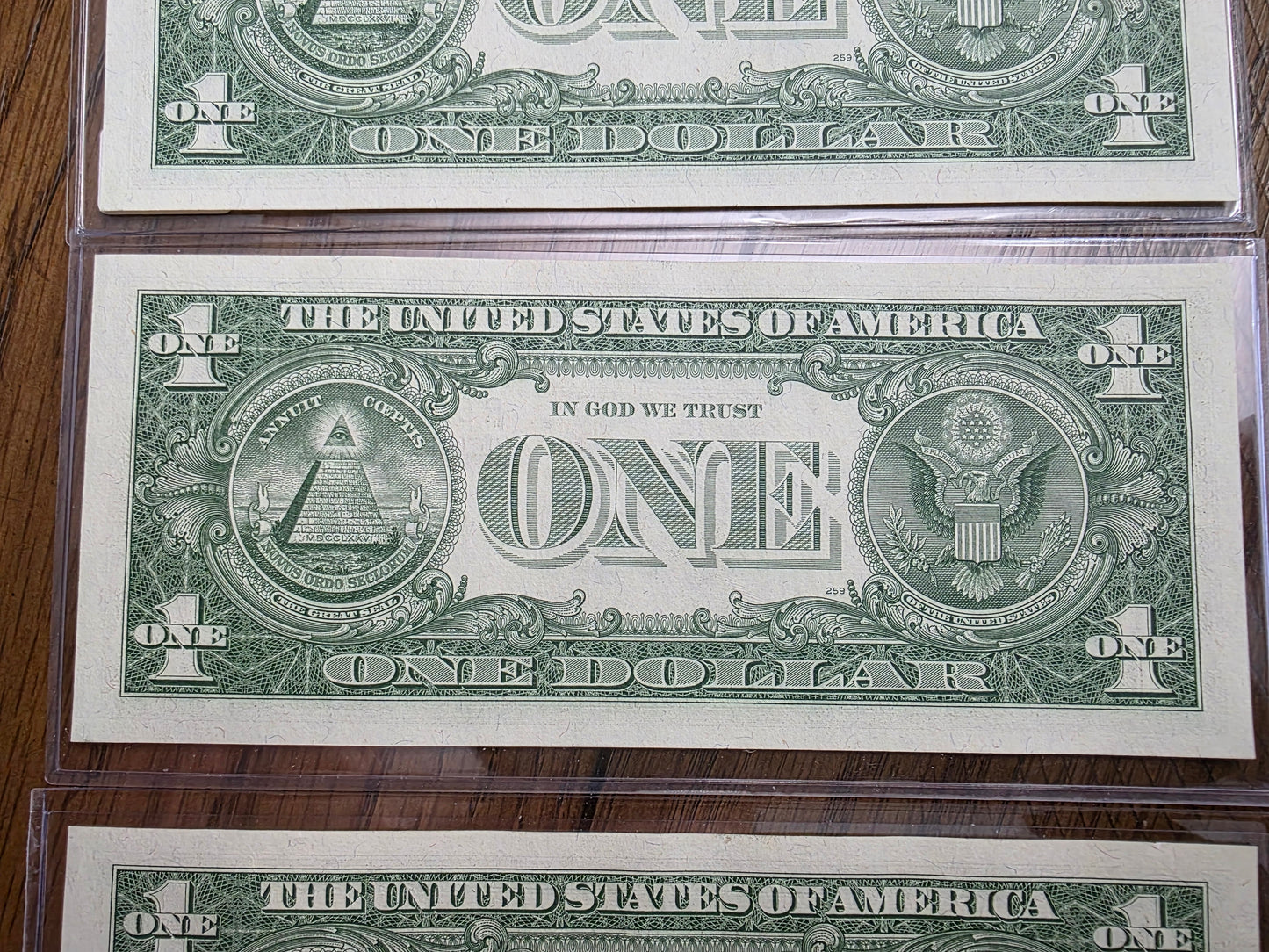 4 Consecutive $1 Dollar Blue Seal Silver Certificate 1957 Uncirculated Condition