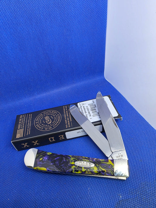 Case XX Corelon Trapper with Yellow Purple Handles  - 6073-YP