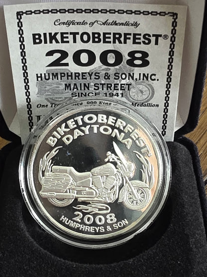 2008 Biketoberfest Humphreys & Son 1oz silver medallion 1 of 500
