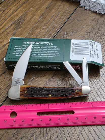 2002 Case XX 6355WH Seahorse Whittler Barbed Wire Dark Amber Bone SMKW Exclusive 03426