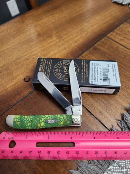 Case XX 6207 Yellow Bone Mini Trapper with Green Lizard Skin Handles 1 of 500 CA12524GLS