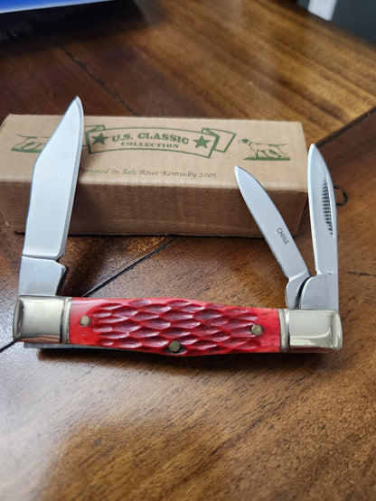 US Classic Whittler Red Jig Bone Pocket Knife Salt River KY