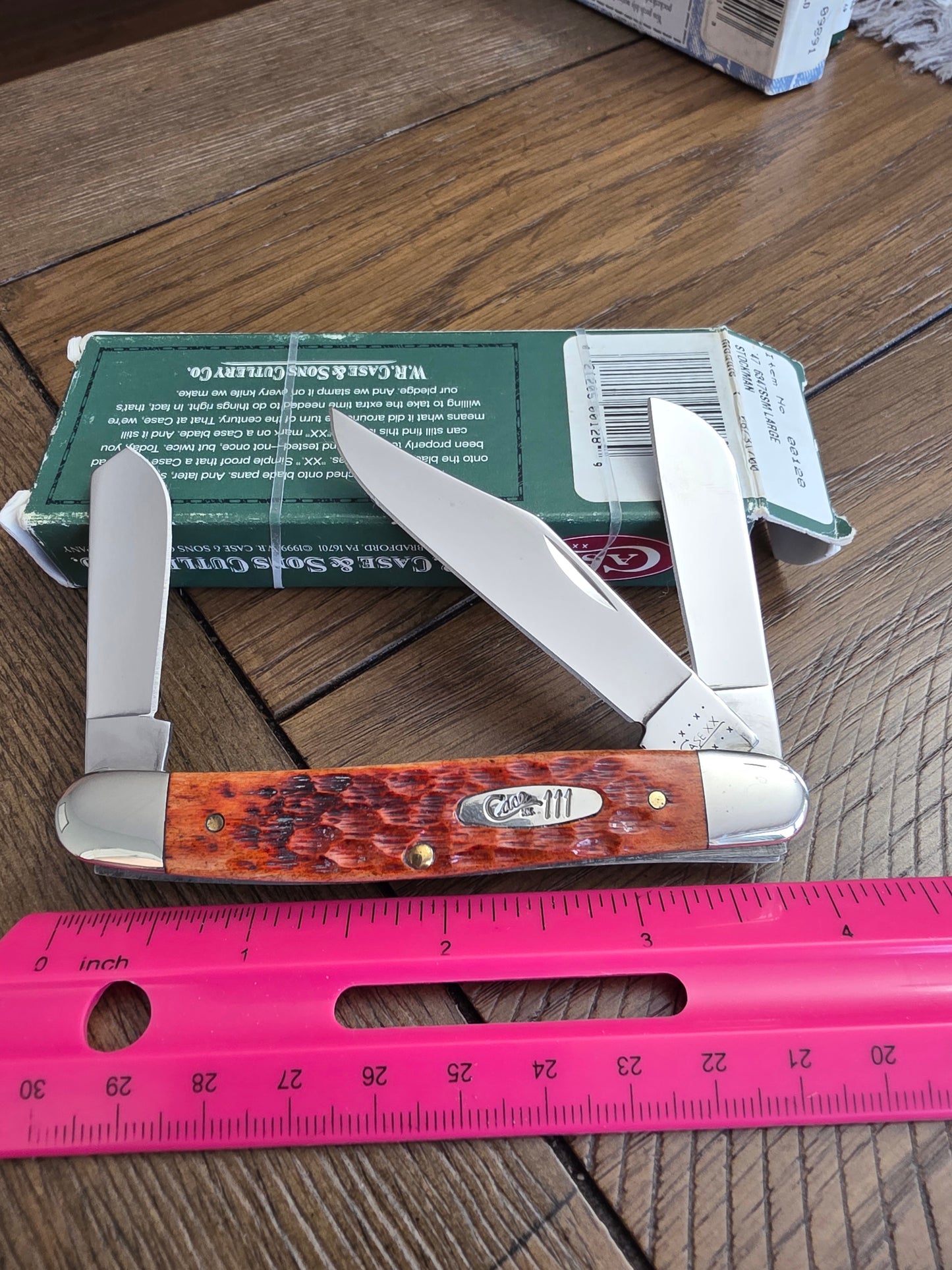 2000 Case XX jigged Chestnut Bone Stockman 6347 - 111 Shield - 00120 Rare Find! Treasure Hunt Knife