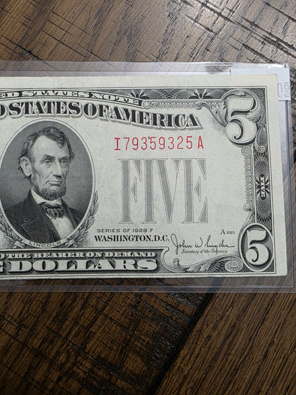 1928 F $5 Dollar Red Seal United States Note Uncirculated Condition