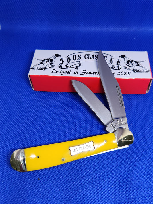 US Classic Copperhead Yellow Synthetic 2 Blade Slip Joint Pocket Knife 70Y