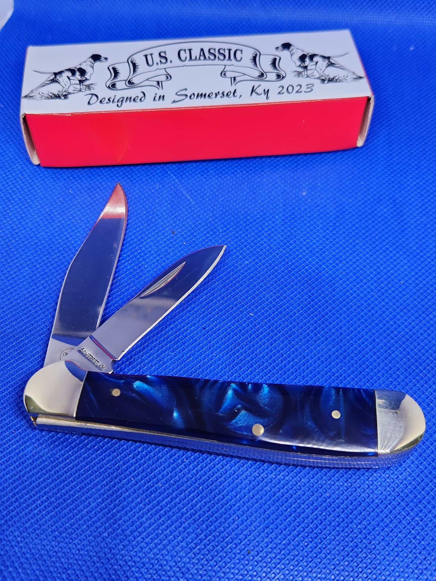 US Classic Copperhead Blue Pearl 2 Blade Slip Joint Pocket Knife 70002