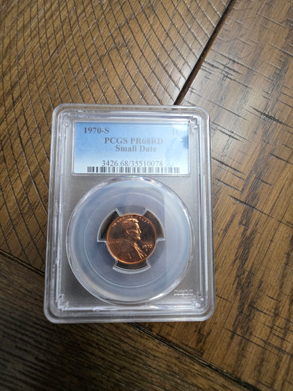 1970 S Lincoln Cent Proof PCGS PR68RD Small Date