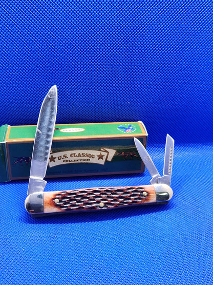 US Classic Whittler Brown Jig Bone Pocket knife