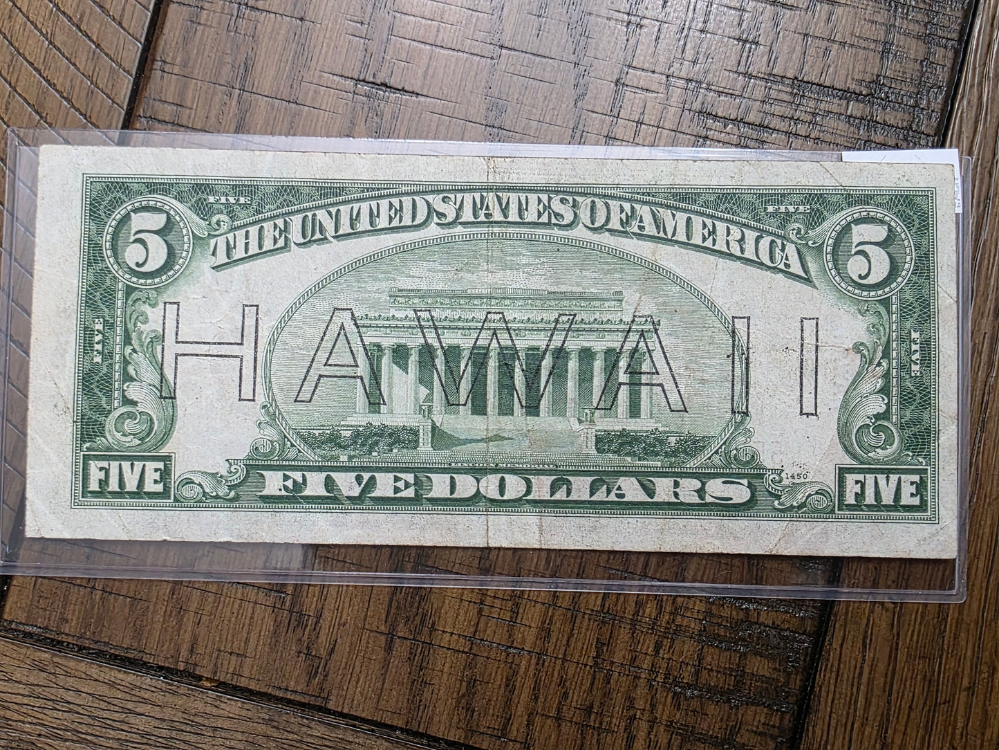 1934A $5 Hawaii FRN Emergency Note - Nice Condition