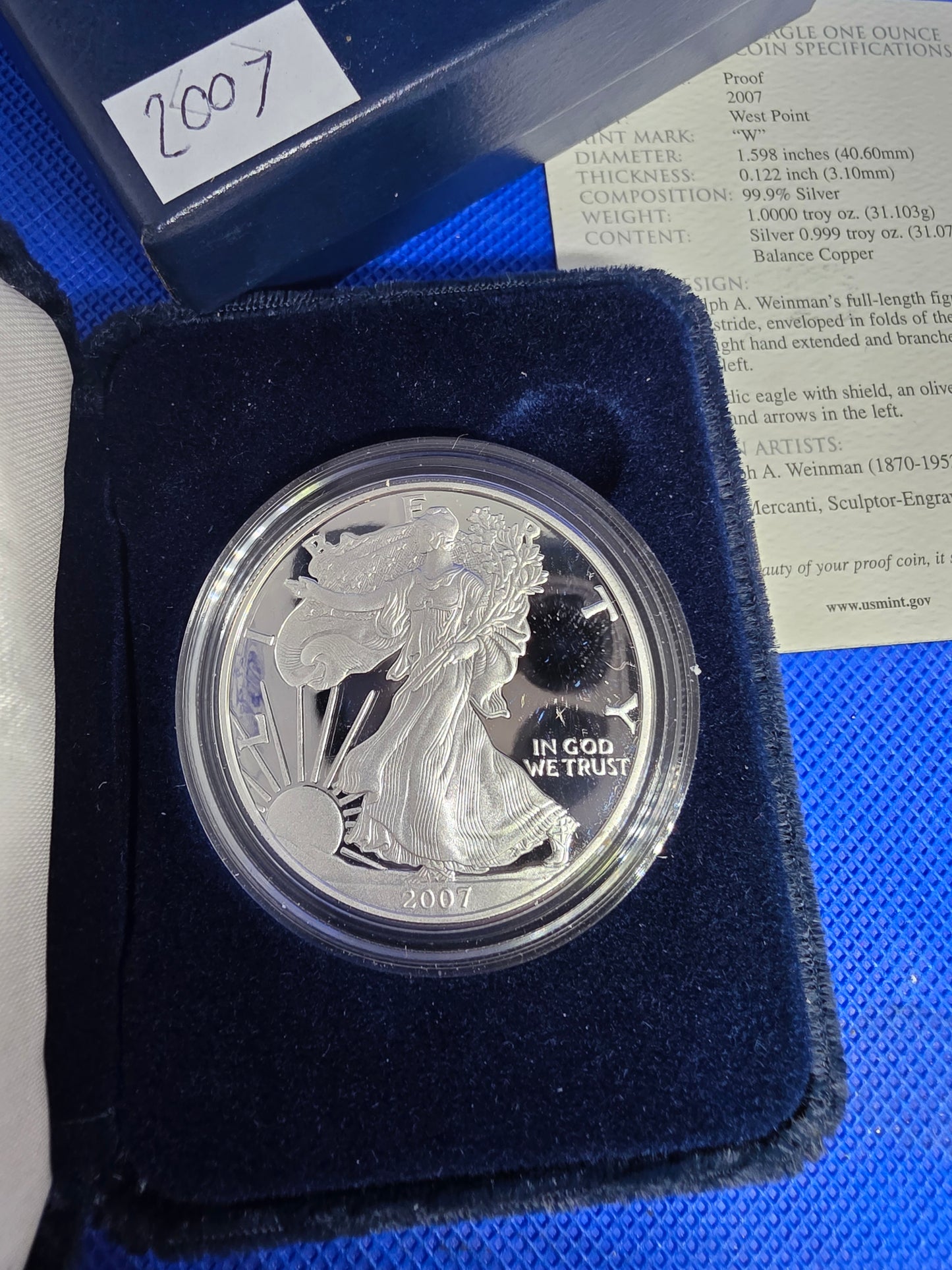 2007 SAE Proof Silver American Eagle $1 New in Box