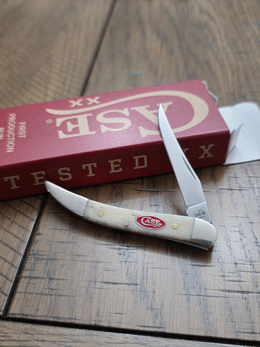 2026 Case XX Smooth Natural Bone Tiny Toothpick Red Shield First Production Run 84024