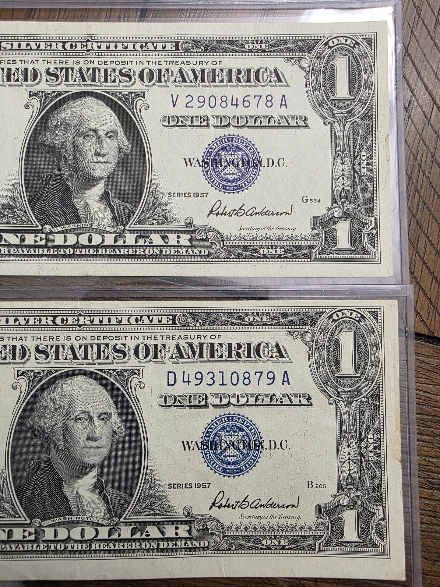 4 Consecutive $1 Dollar Blue Seal Silver Certificate 1957 Uncirculated Condition