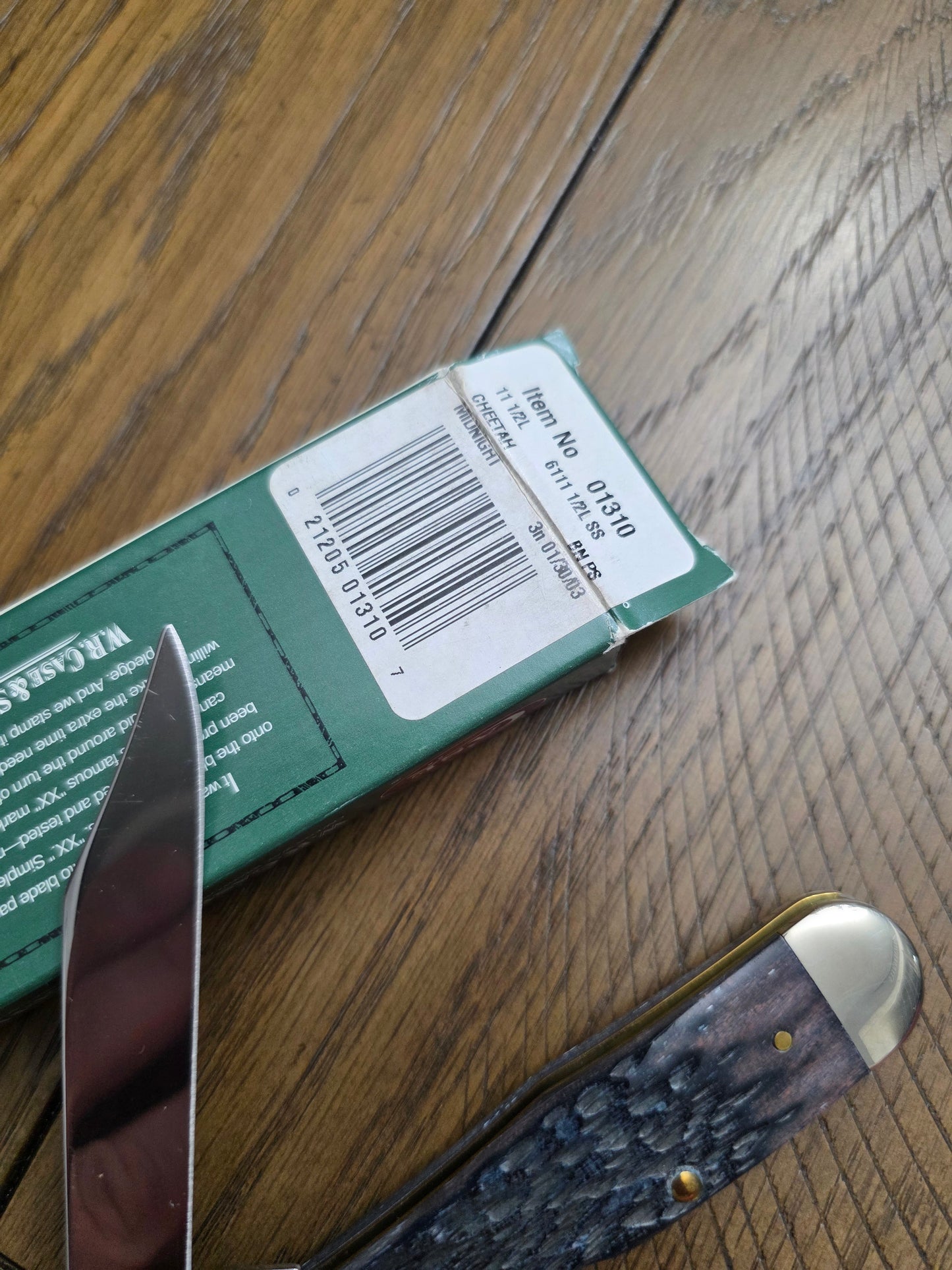 2003 Case XX Midnight Bone Tested XX Cheetah Silver Script - 01310