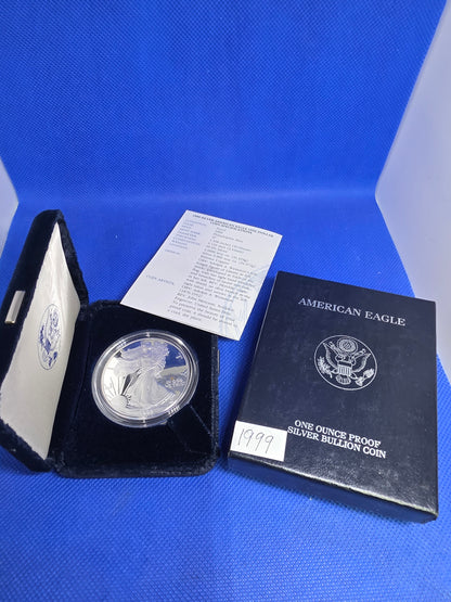1999 SAE Proof Silver American Eagle $1 New in Box