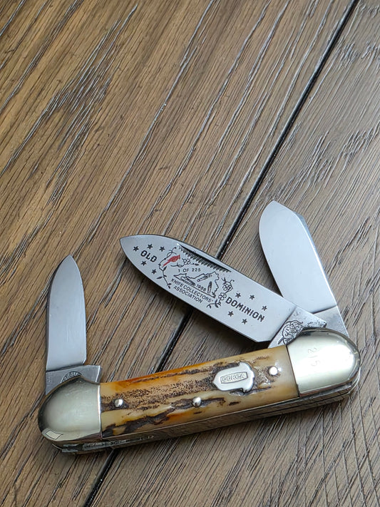 1986 Bulldog Brand Stag 3 Blade Canoe Acorn Shield ODKCA #215/225