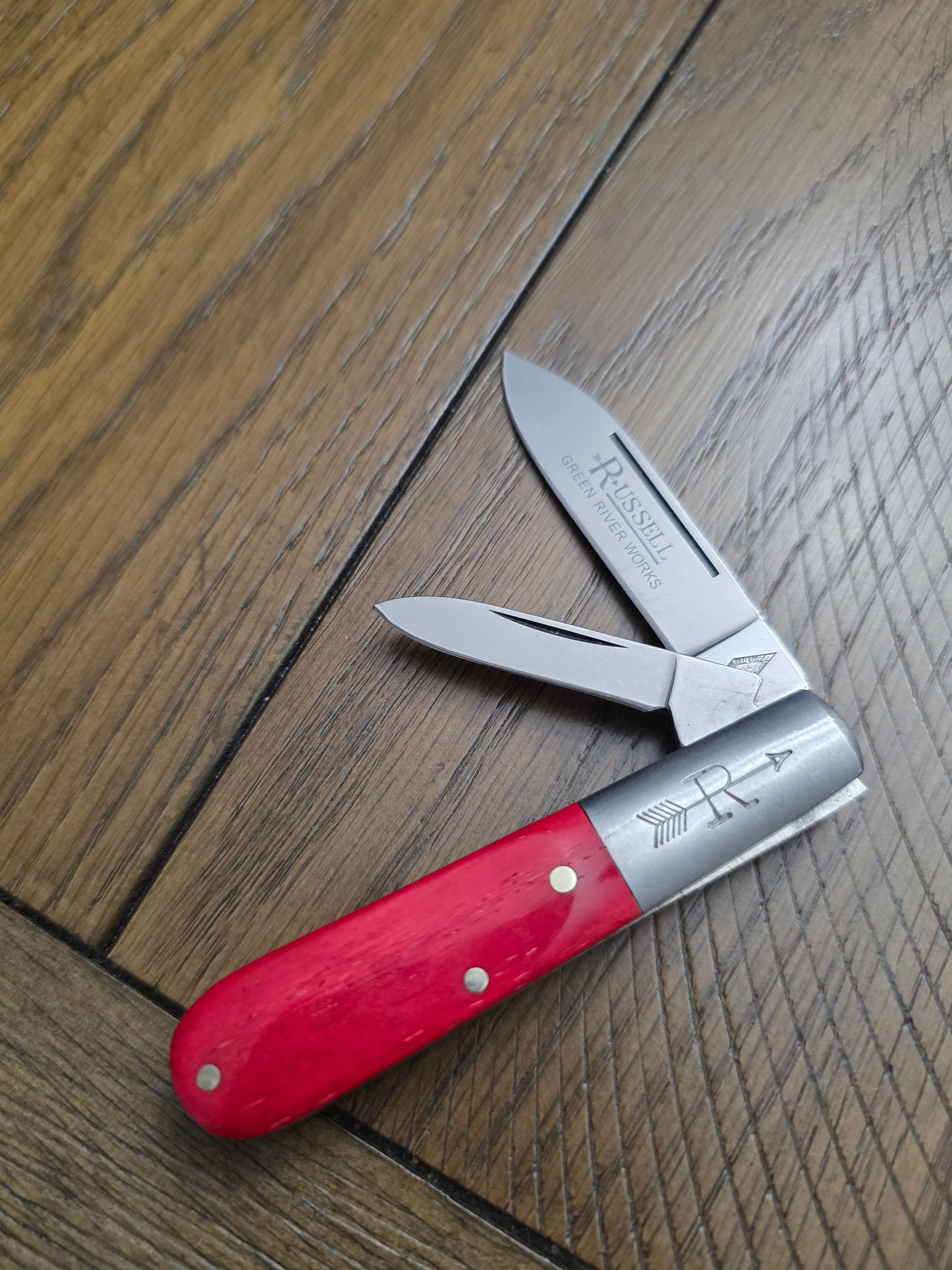 Russell Barlow by Green River Knife Works German Made Lightly Used Smooth Red Bone Handles