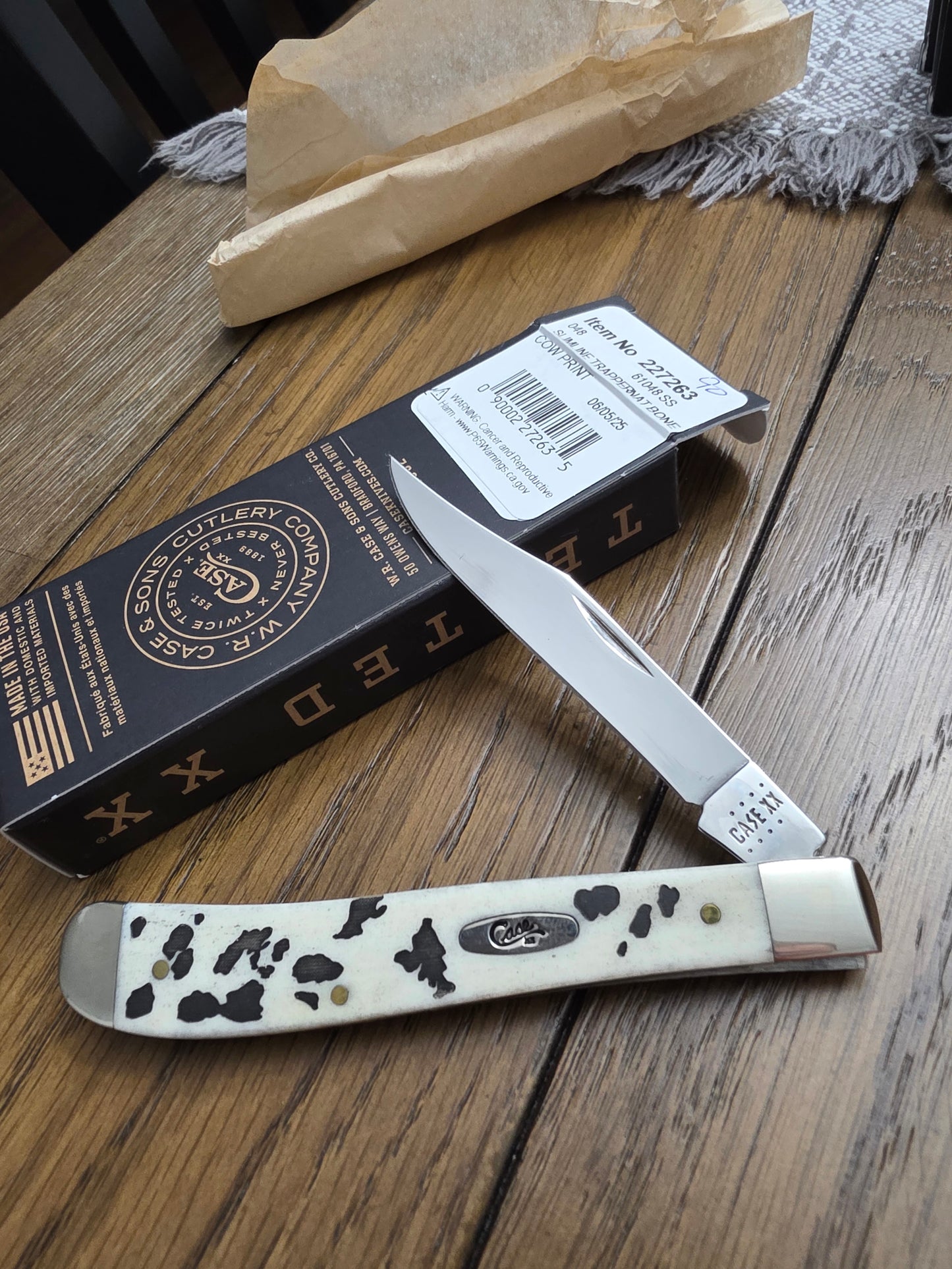 2025 Case XX Cow Print Slim Line Trapper 227263 Exclusive