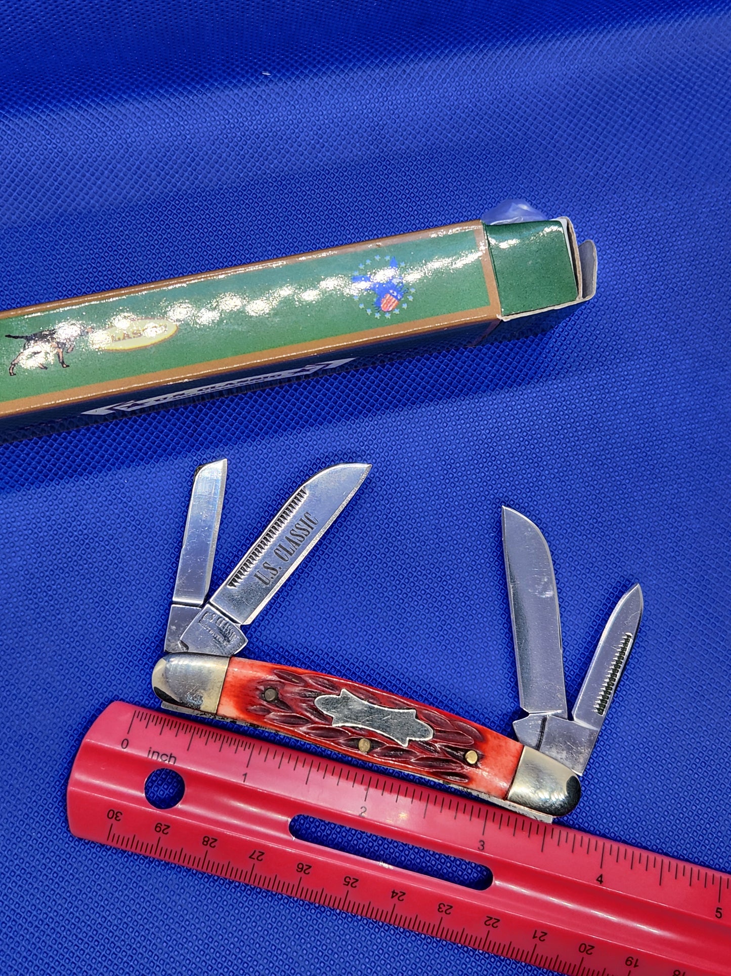 US Classic Congress Red Jig Bone Pocket knife